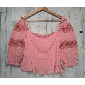 Antit Viscose Blend ON or Off Shoulder Micro Gingham Prarie Milkmaid Crop Top Sz